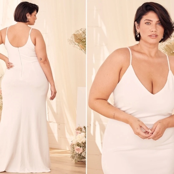 LULU's Bridal Modern Sexy Chic Minimalist Mermaid Trumpet Maxi Dress NWOT - Picture 2 of 5